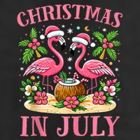 Christmas In July Cute Flamingo Christmas 7 Panel Mesh Trucker Snapback Hat