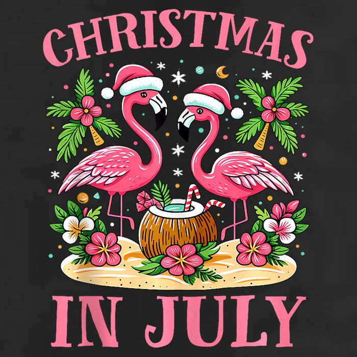 Christmas In July Cute Flamingo Christmas 7 Panel Mesh Trucker Snapback Hat