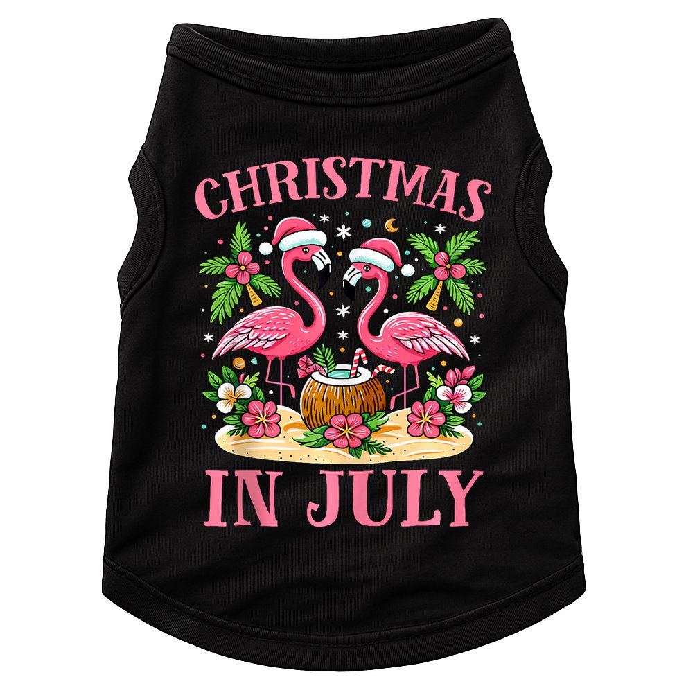 Christmas In July Cute Flamingo Christmas Doggie Tank