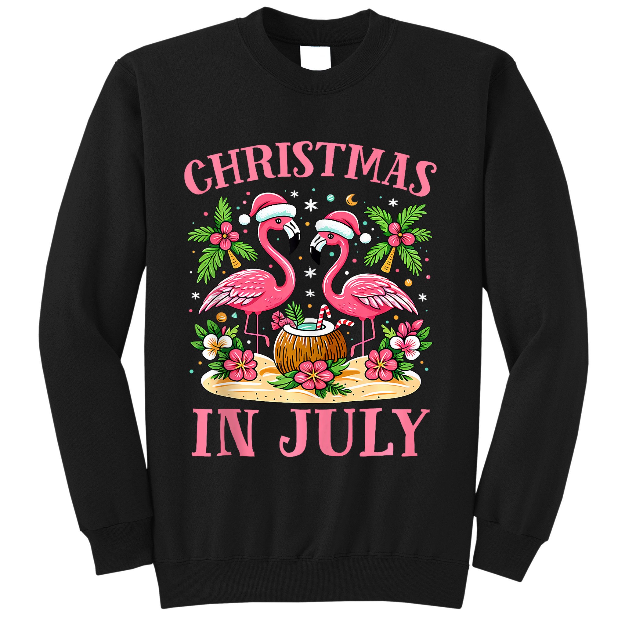 Christmas In July Cute Flamingo Christmas Sweatshirt