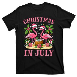 Christmas In July Cute Flamingo Christmas T-Shirt