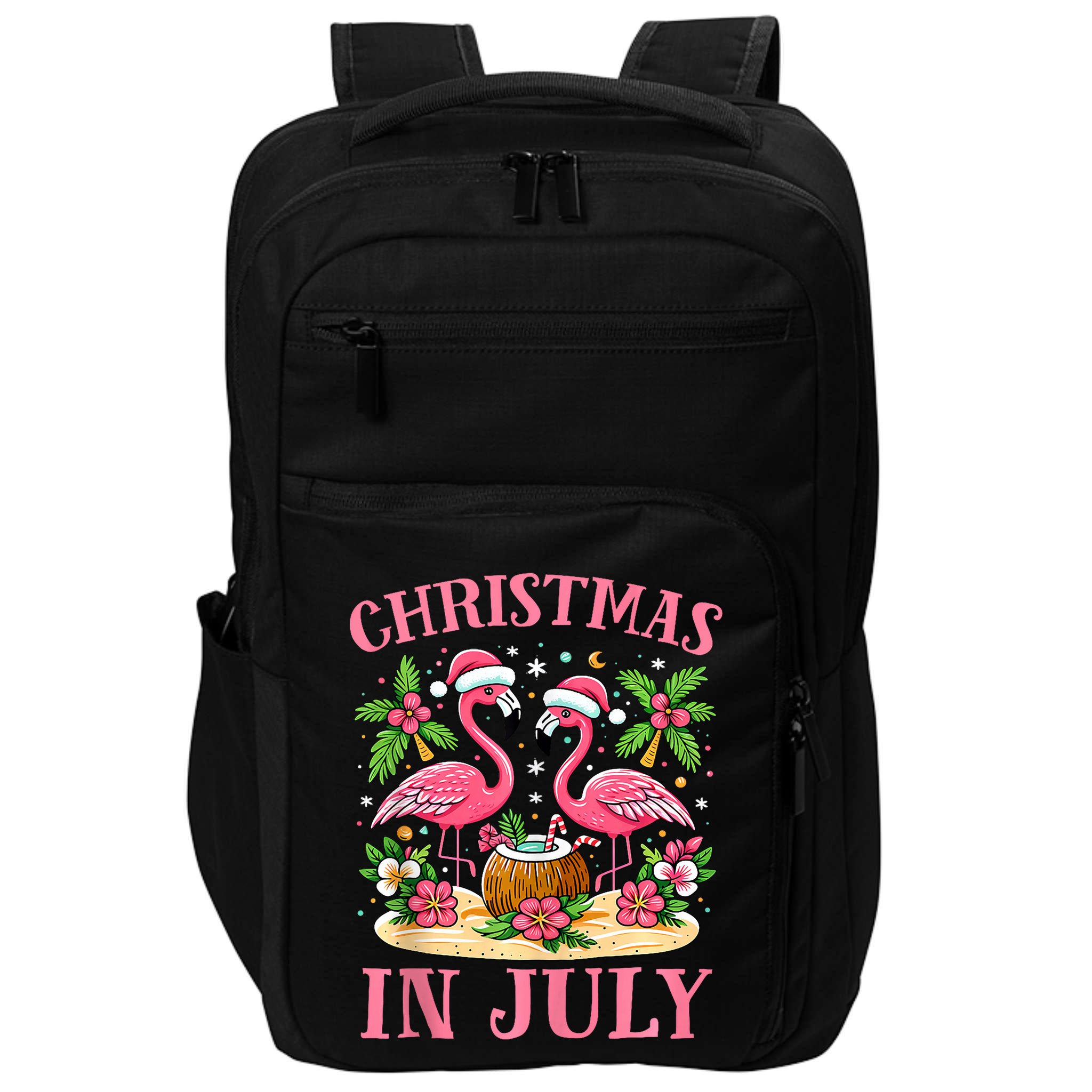 Christmas In July Cute Flamingo Christmas Impact Tech Backpack