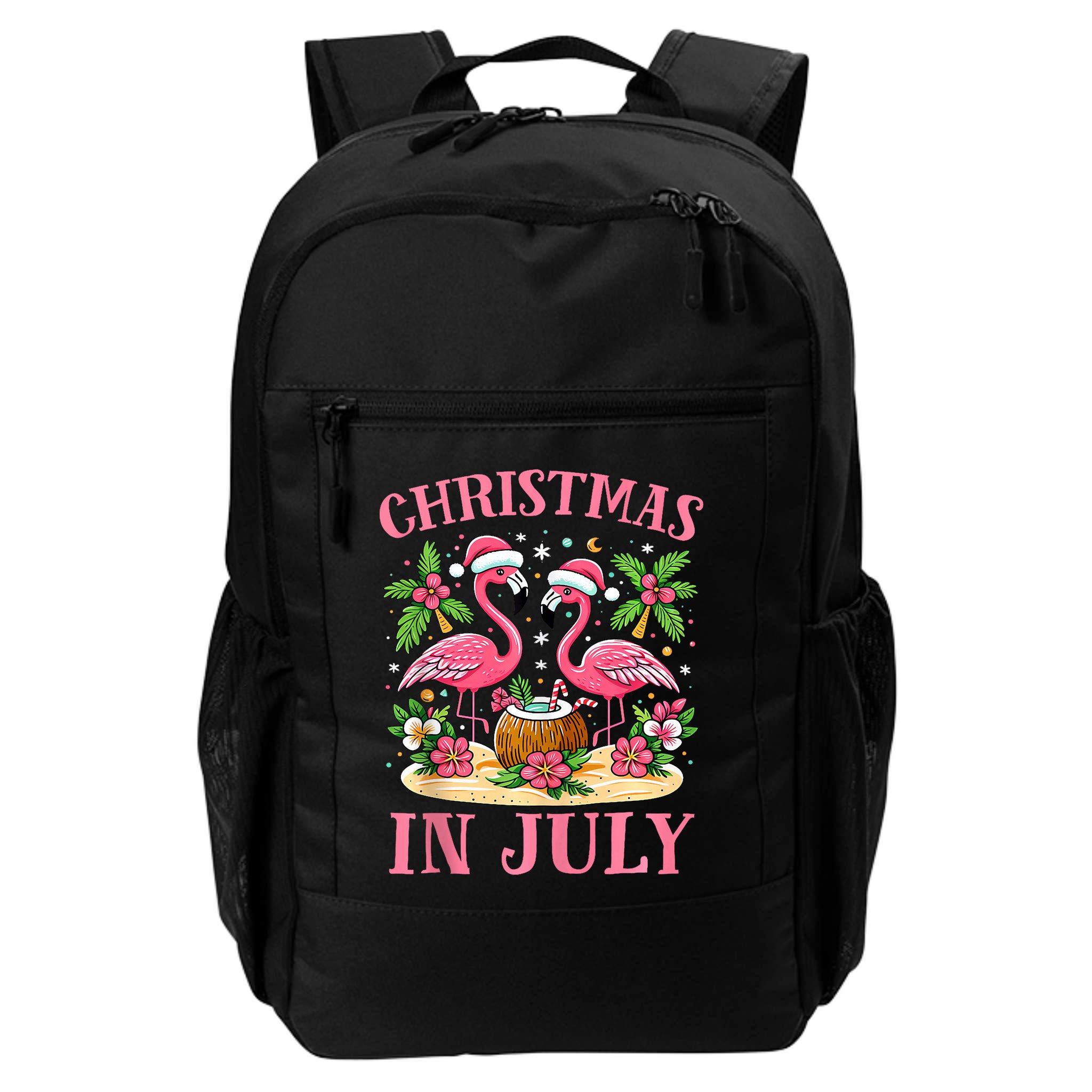 Christmas In July Cute Flamingo Christmas Backpack