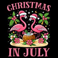 Christmas In July Cute Flamingo Christmas Drawstring Bag