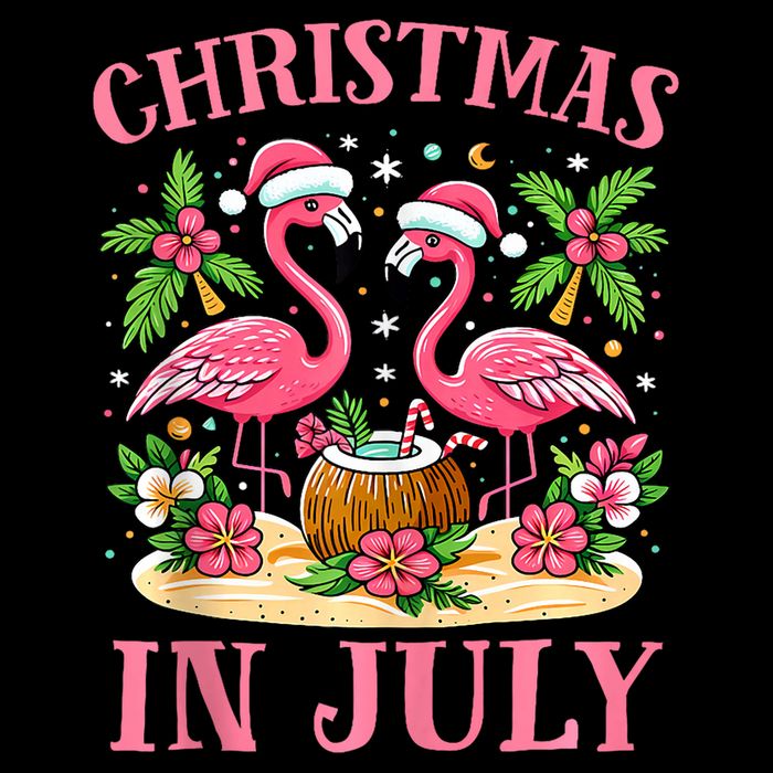 Christmas In July Cute Flamingo Christmas Drawstring Bag