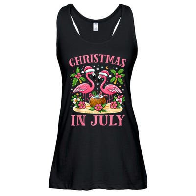 Christmas In July Cute Flamingo Christmas Ladies Essential Flowy Tank