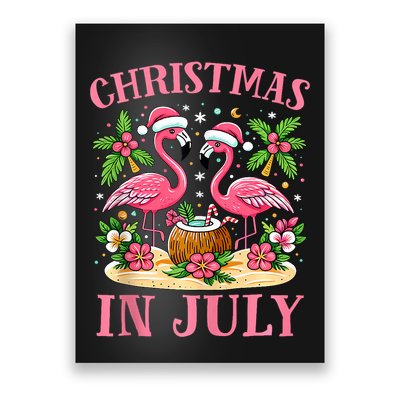 Christmas In July Cute Flamingo Christmas Poster