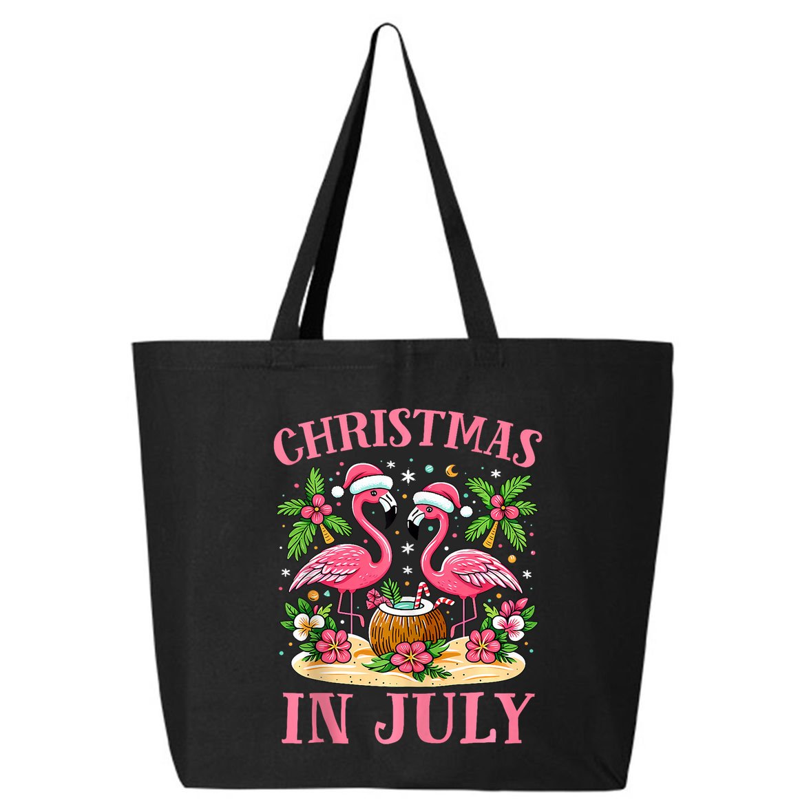 Christmas In July Cute Flamingo Christmas 25L Jumbo Tote