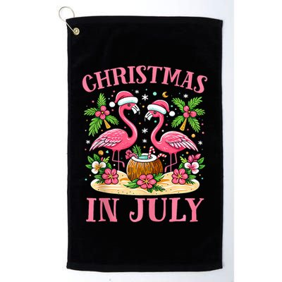 Christmas In July Cute Flamingo Christmas Golf Towel