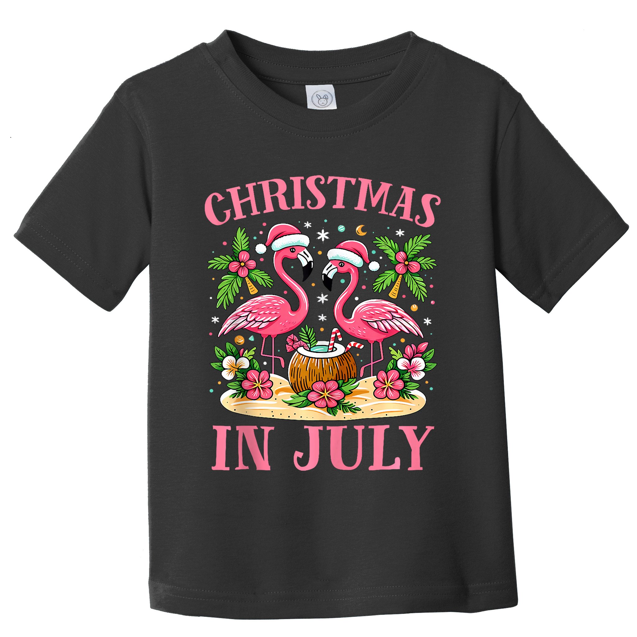 Christmas In July Cute Flamingo Christmas Toddler T-Shirt