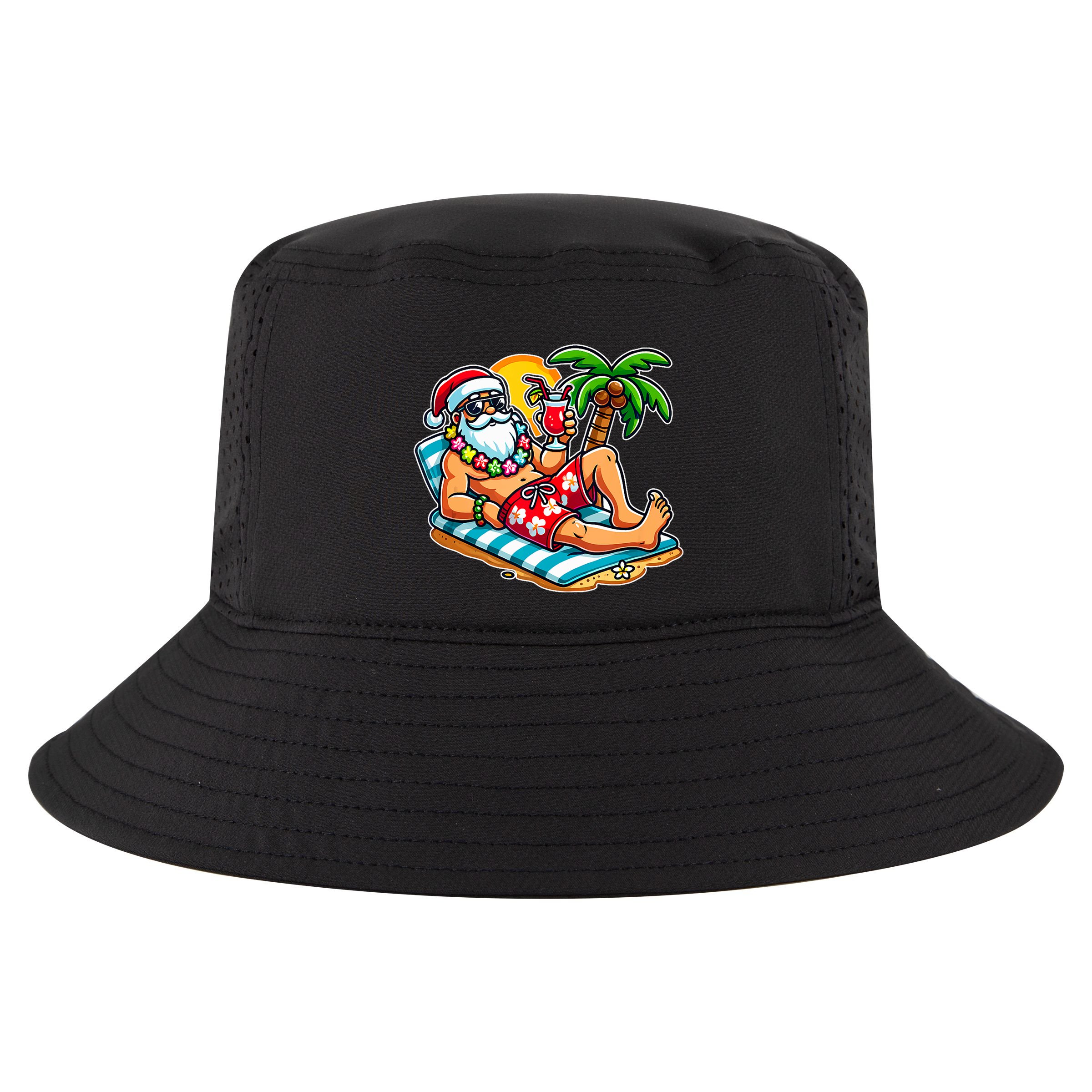 Christmas In July Festive Tropical Santa On Vacation Summer Cool Comfort Performance Bucket Hat