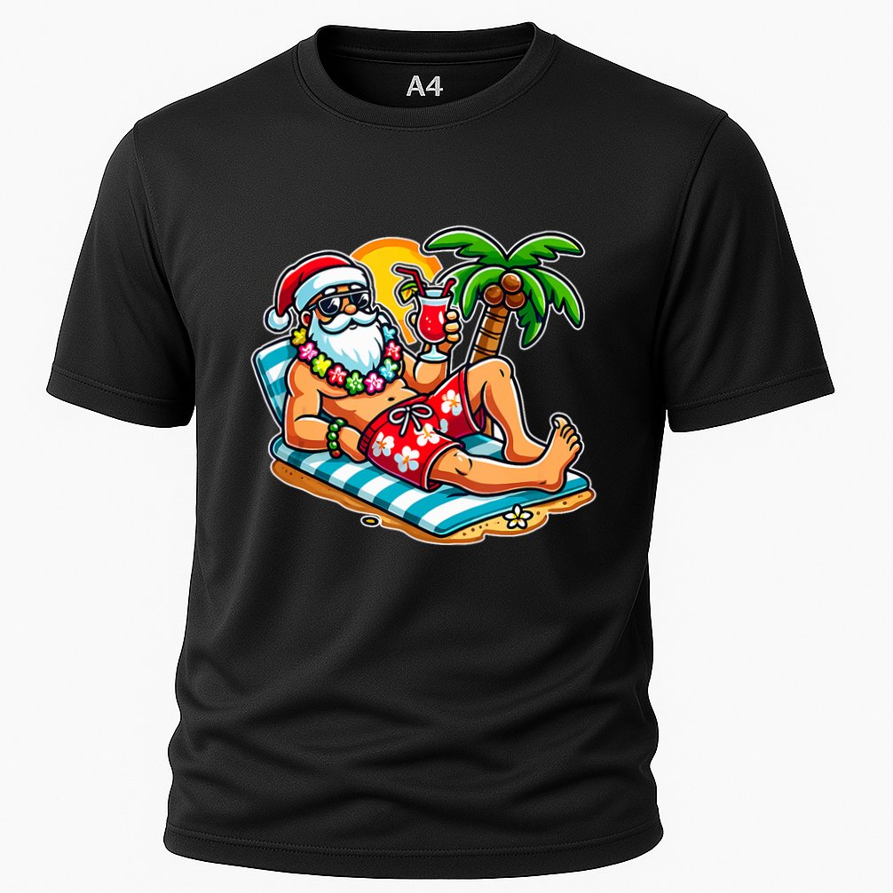 Christmas In July Festive Tropical Santa On Vacation Summer Performance Shirt
