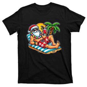 Christmas In July Festive Tropical Santa On Vacation Summer T-Shirt