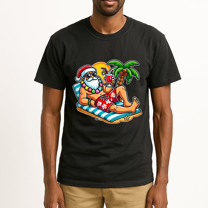 Christmas In July Festive Tropical Santa On Vacation Summer Tall T-Shirt