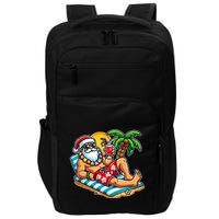 Christmas In July Festive Tropical Santa On Vacation Summer Impact Tech Backpack