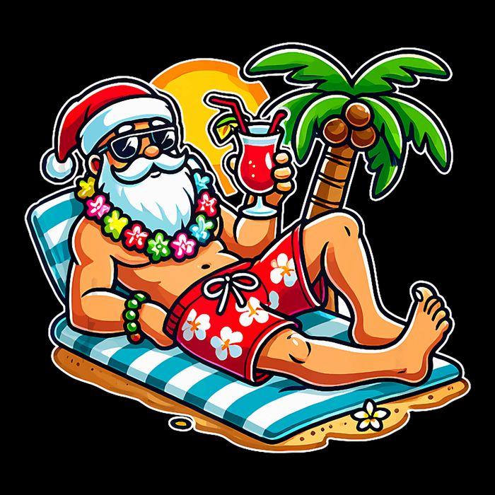 Christmas In July Festive Tropical Santa On Vacation Summer Impact Tech Backpack