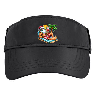Christmas In July Festive Tropical Santa On Vacation Summer Adult Drive Performance Visor