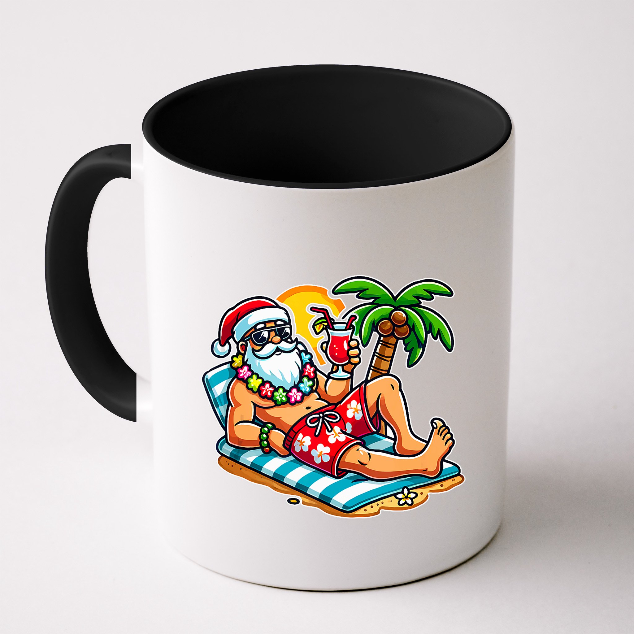 Christmas In July Festive Tropical Santa On Vacation Summer Mug