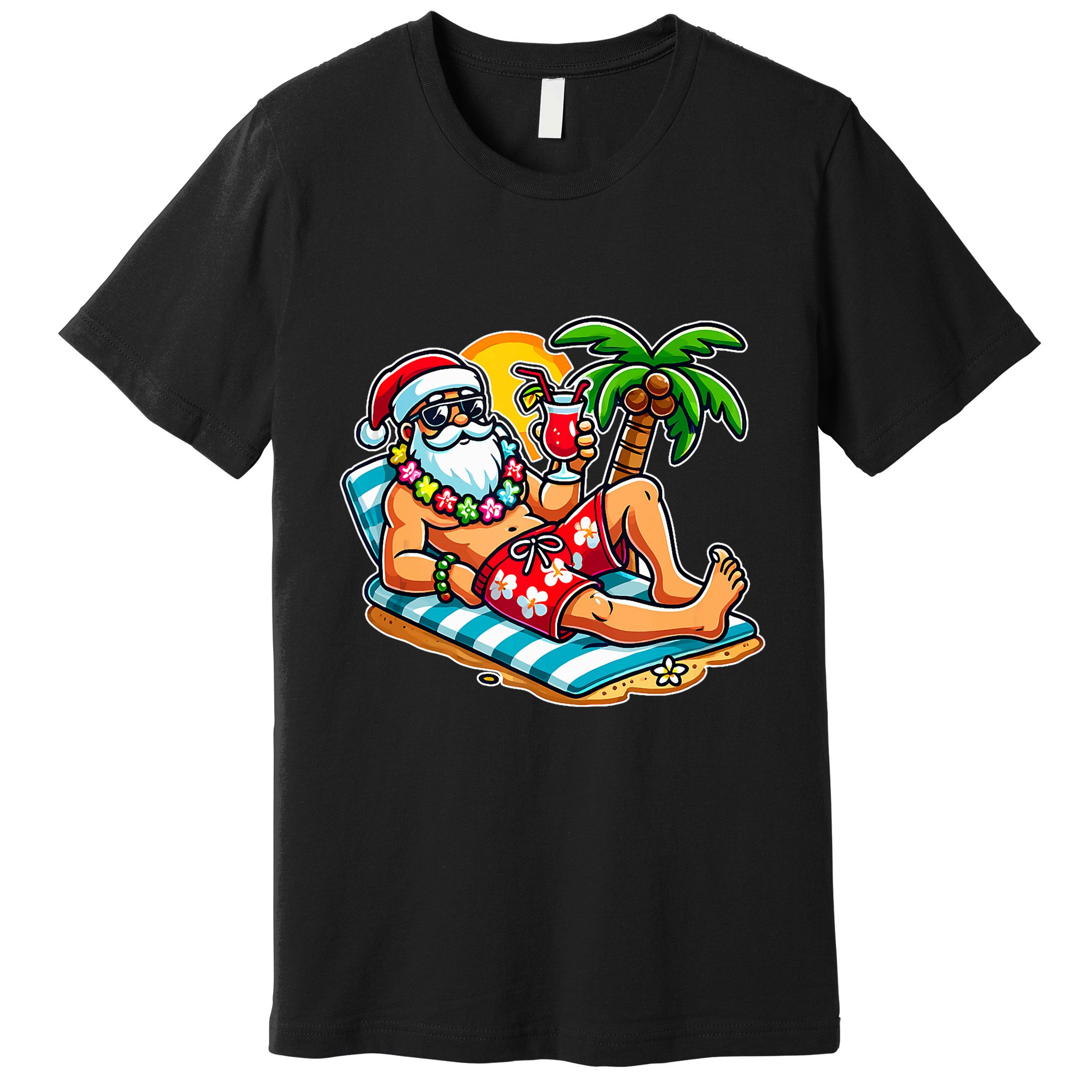 Christmas In July Festive Tropical Santa On Vacation Summer Premium T-Shirt