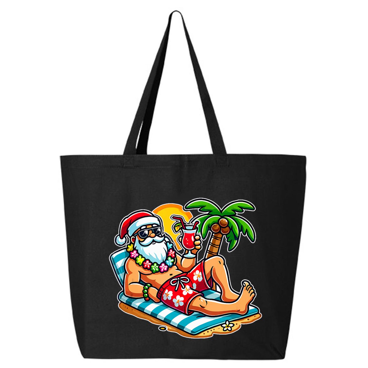 Christmas In July Festive Tropical Santa On Vacation Summer 25L Jumbo Tote