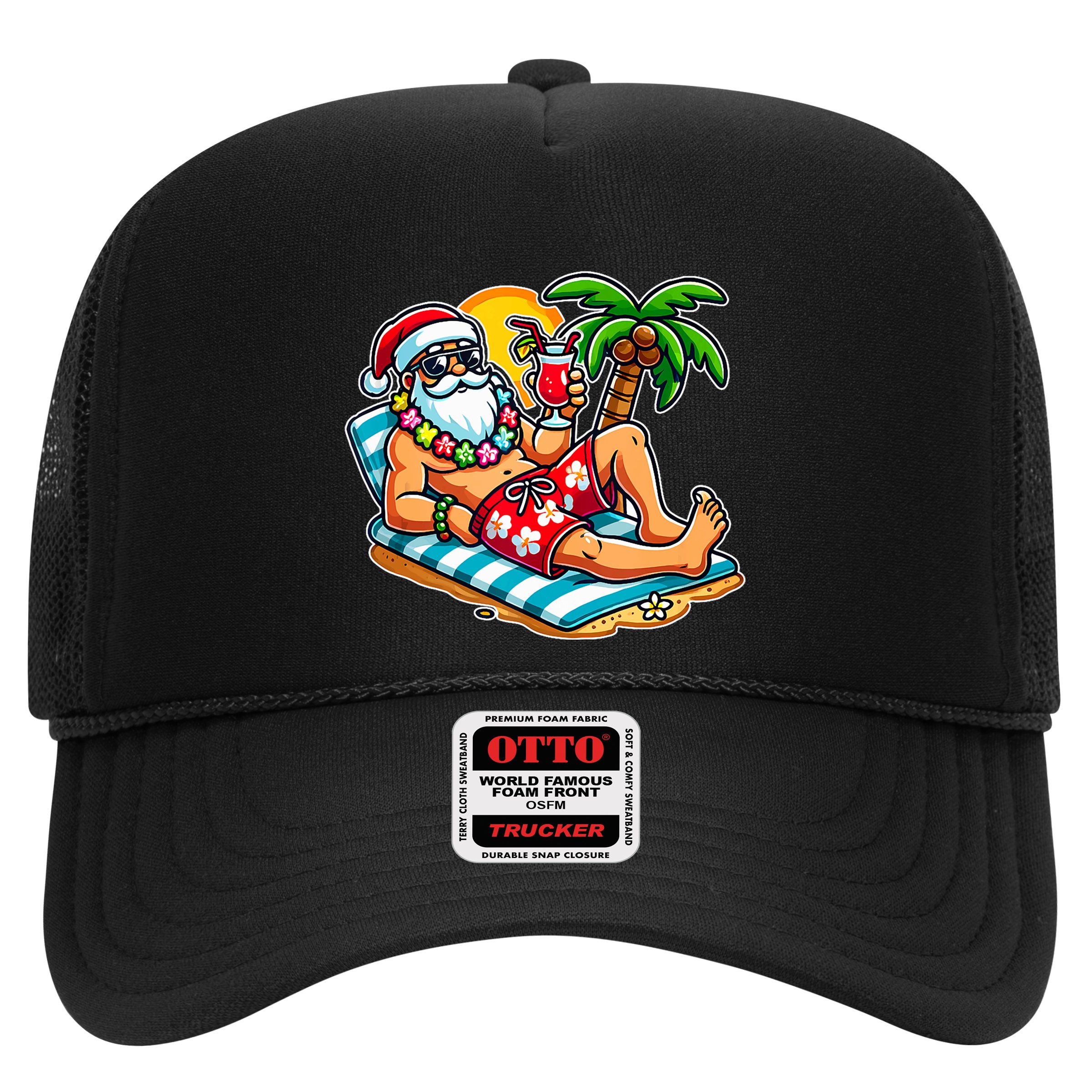 Christmas In July Festive Tropical Santa On Vacation Summer Hat