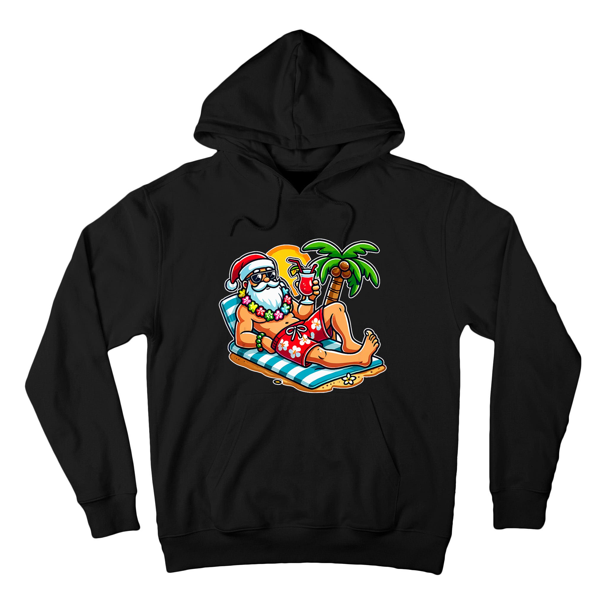 Christmas In July Festive Tropical Santa On Vacation Summer Tall Hoodie