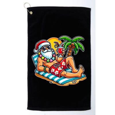 Christmas In July Festive Tropical Santa On Vacation Summer Golf Towel