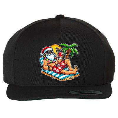 Christmas In July Festive Tropical Santa On Vacation Summer Wool Snapback Cap