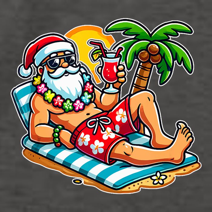 Christmas In July Festive Tropical Santa On Vacation Summer Vector Backpack