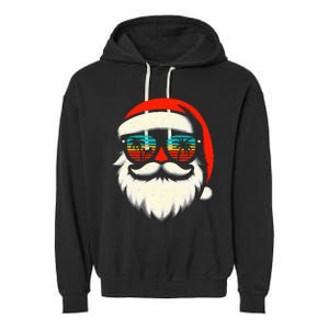 Christmas In July Santa Hat Sunglasses Beach Summer Vacation Garment-Dyed Fleece Hoodie