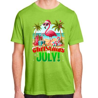 Christmas In July Flamingo Beach Summer Hawaii Adult ChromaSoft Performance T-Shirt