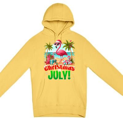 Christmas In July Flamingo Beach Summer Hawaii Premium Pullover Hoodie