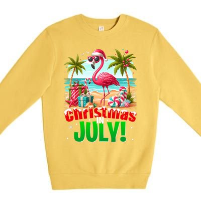 Christmas In July Flamingo Beach Summer Hawaii Premium Crewneck Sweatshirt