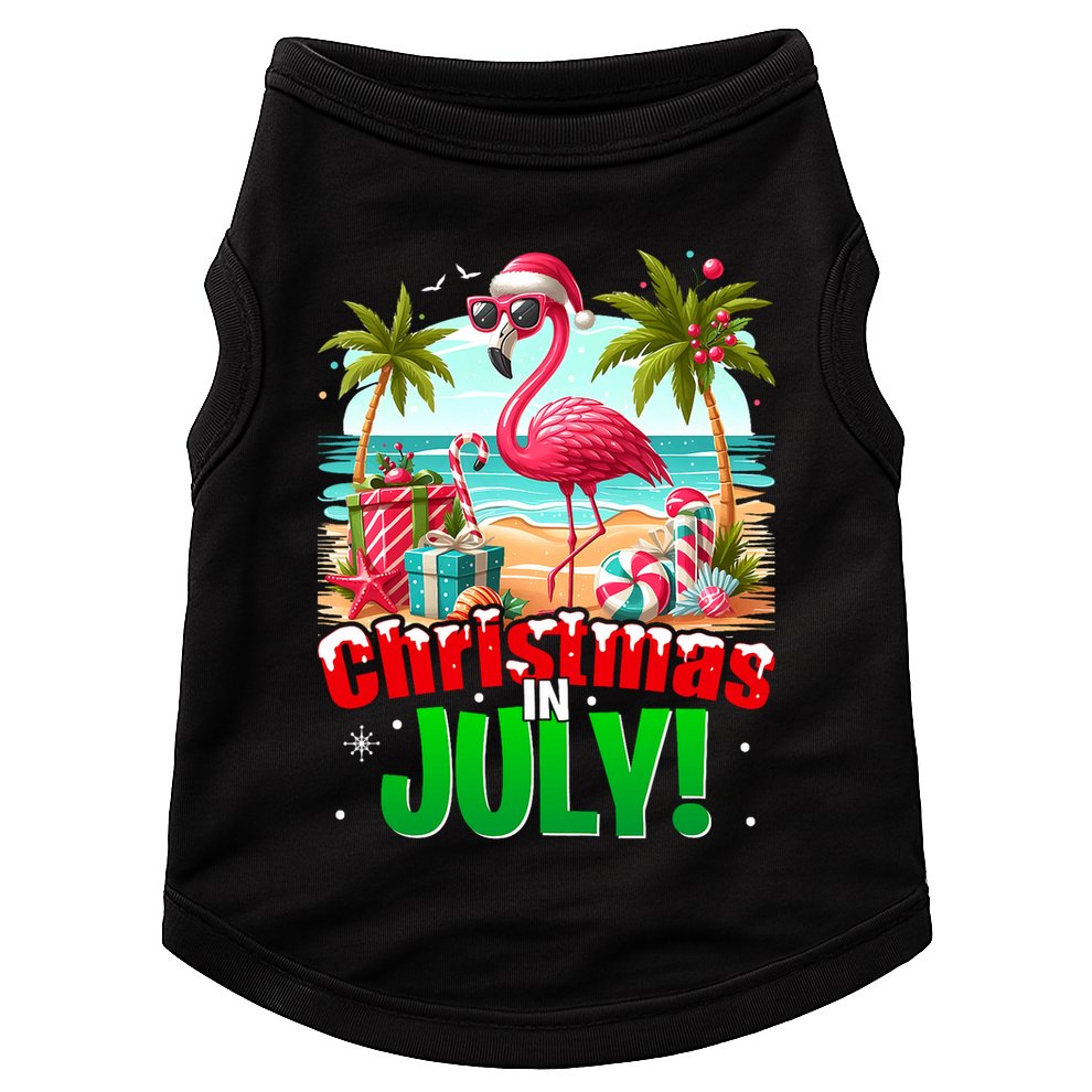 Christmas In July Flamingo Beach Summer Hawaii Doggie Tank