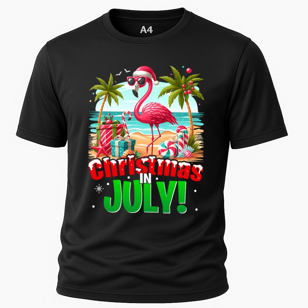 Christmas In July Flamingo Beach Summer Hawaii Performance Shirt
