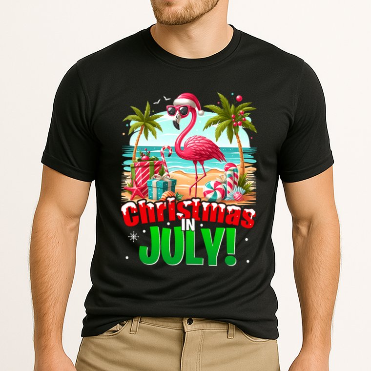 Christmas In July Flamingo Beach Summer Hawaii Performance Shirt