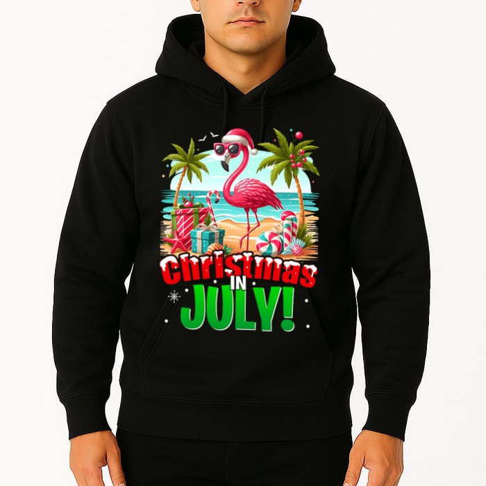 Christmas In July Flamingo Beach Summer Hawaii Hoodie