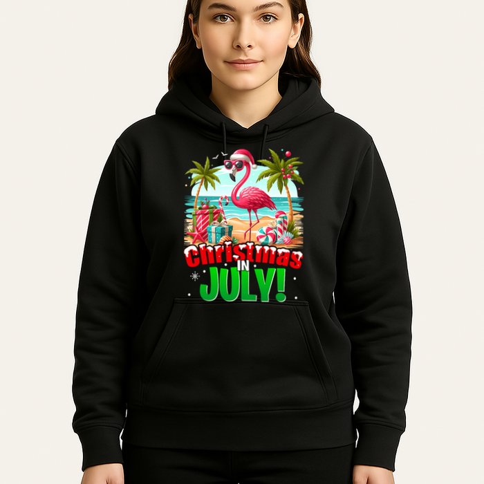 Christmas In July Flamingo Beach Summer Hawaii Hoodie