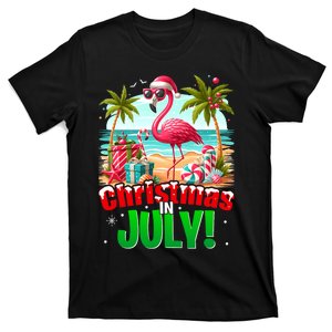 Christmas In July Flamingo Beach Summer Hawaii T-Shirt