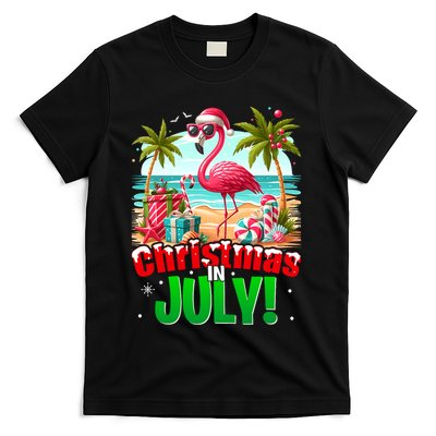 Christmas In July Flamingo Beach Summer Hawaii T-Shirt