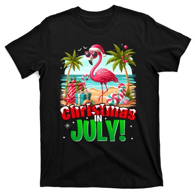 Christmas In July Flamingo Beach Summer Hawaii T-Shirt