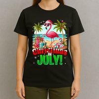 Christmas In July Flamingo Beach Summer Hawaii T-Shirt