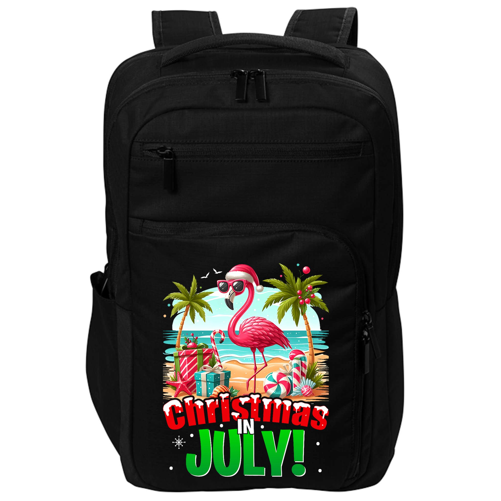 Christmas In July Flamingo Beach Summer Hawaii Impact Tech Backpack
