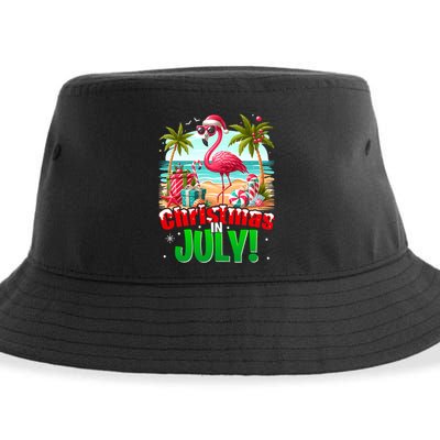 Christmas In July Flamingo Beach Summer Hawaii Sustainable Bucket Hat