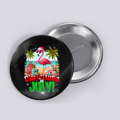 Christmas In July Flamingo Beach Summer Hawaii Button