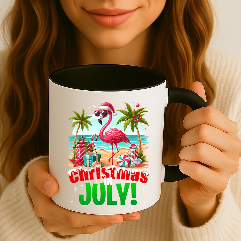 Christmas In July Flamingo Beach Summer Hawaii Mug