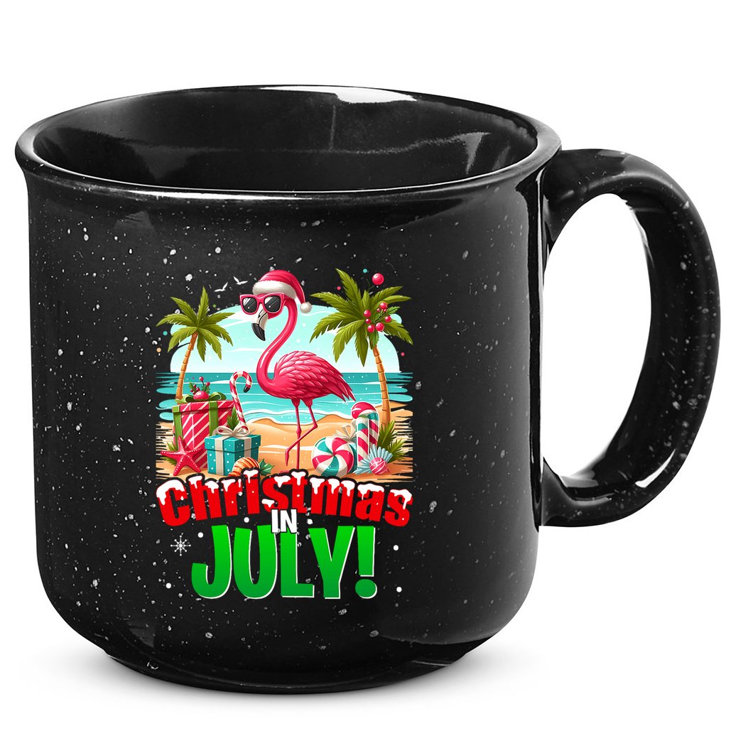 Christmas In July Flamingo Beach Summer Hawaii 15oz Campfire Ceramic Mug
