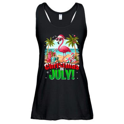 Christmas In July Flamingo Beach Summer Hawaii Ladies Essential Flowy Tank