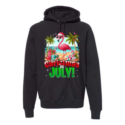 Christmas In July Flamingo Beach Summer Hawaii Premium Hoodie