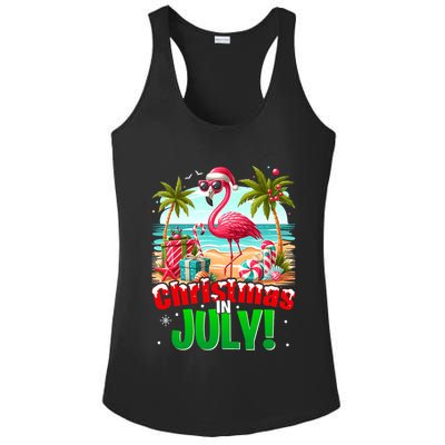 Christmas In July Flamingo Beach Summer Hawaii Ladies PosiCharge Competitor Racerback Tank